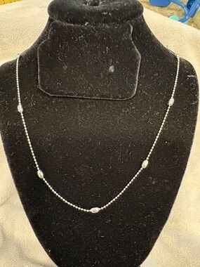 Delicate Silver Bead Station Necklace or Anklet - Women's Jewelry